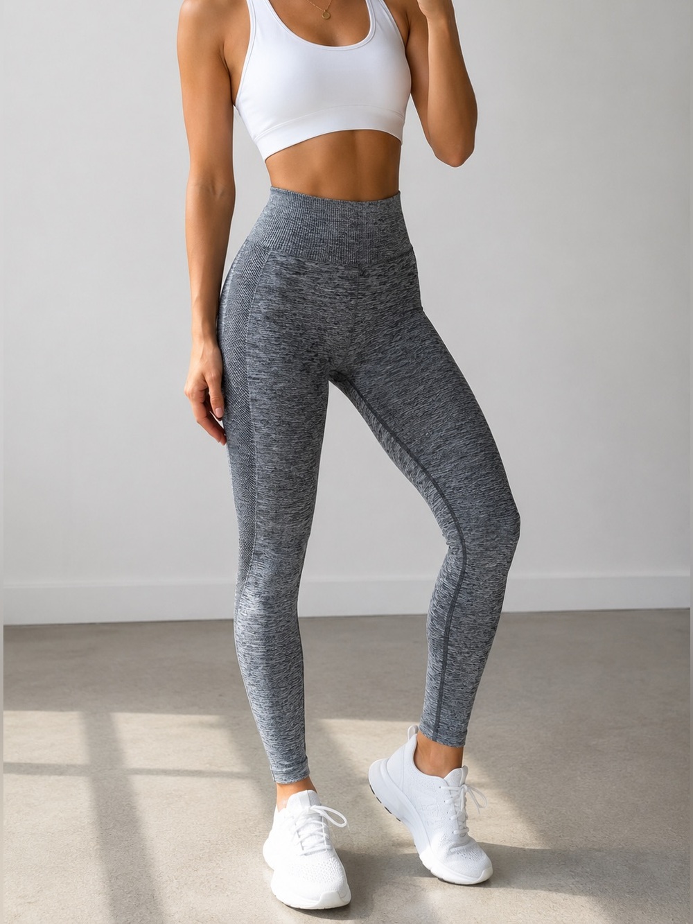 High-Waist Grey Seamless Leggings